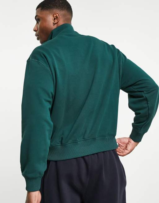 New Era heritage chain stitch half zip sweat in green Exclusive to