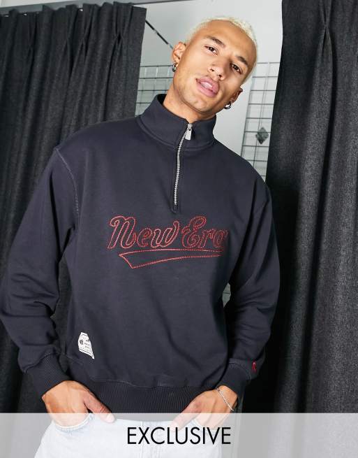 New Era – Heritage – Granatowa bluza dresowa z przeszyciem łańcuszkowym i suwakiem pod szyją – tylko w ASOS 