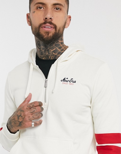 New Era Heritage half-zip hoodie in white