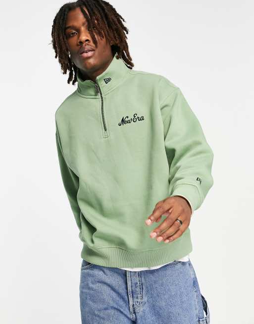 New Era heritage half zip sweat in green ASOS