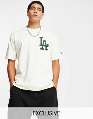 New Era heritage LA Dodgers oversize t-shirt in off white - exclusive to ASOS