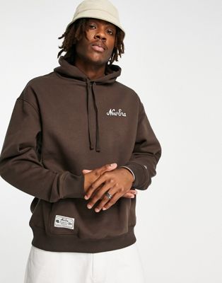 New Era heritage oversized hoodie in brown