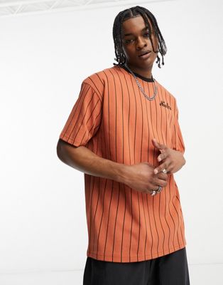 New Era heritage pinstripe t-shirt in orange - ASOS Price Checker