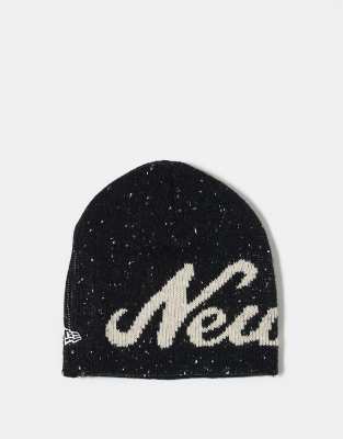 New Era New Era jacquard knit logo beanie in black