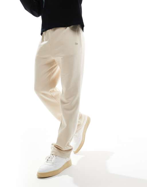 New Era - Joggingbroek met wijde pijpen en logo in crème, 3 van 5