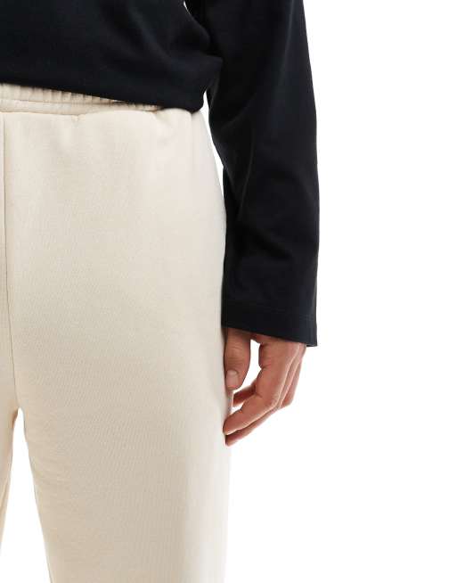 New Era - Joggingbroek met wijde pijpen en logo in crème, 5 van 5