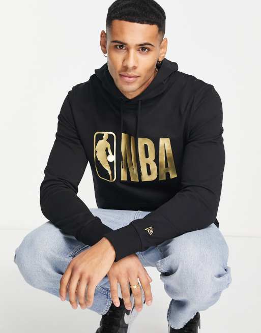 New Era – Kapuzenpullover in Schwarz mit goldfarbenem <em>NBA</em>-Folienprint