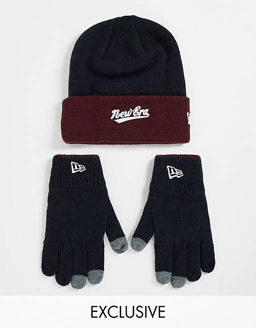 Gifts New Era knit beanie and glove gift set in navy exclusive at  