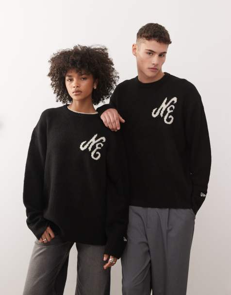 New Era knit logo jumper in black - view 1