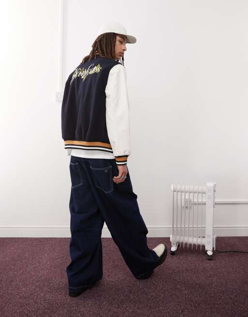 New Era – Kolorowa kurtka varsity z kontrastowym kolorowym haftem z motywem NY Yankees z kwiatami
