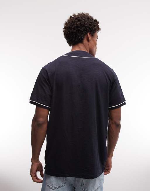 New Era – Kurzärmliges Baseball-Trikot in Marineblau mit Logo, 4 von 5