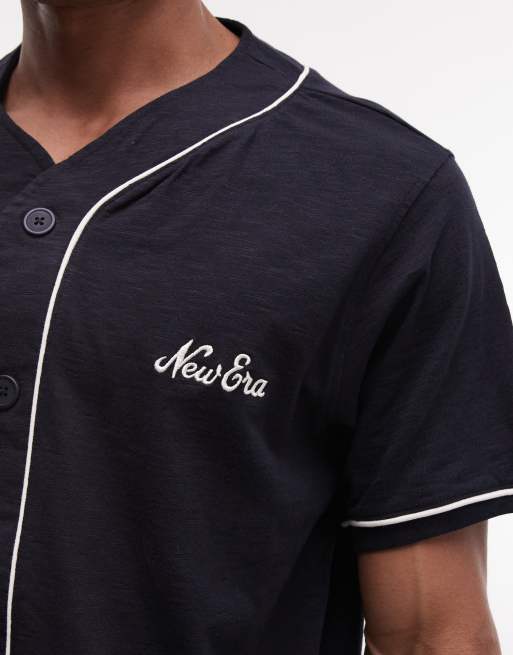New Era – Kurzärmliges Baseball-Trikot in Marineblau mit Logo, 5 von 5