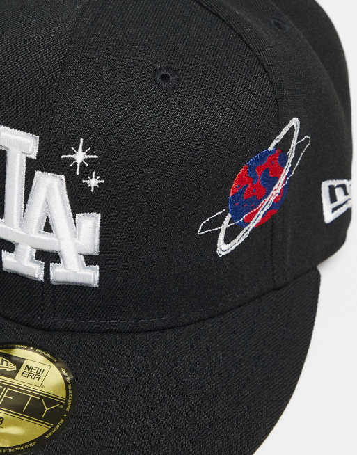 New Era - LA Dodgers 59fifty - Cappellino nero con pianeta ricamato, 2 di 3