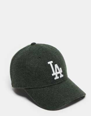 New Era New Era LA Dodgers 9forty melton wool look cap in dark green