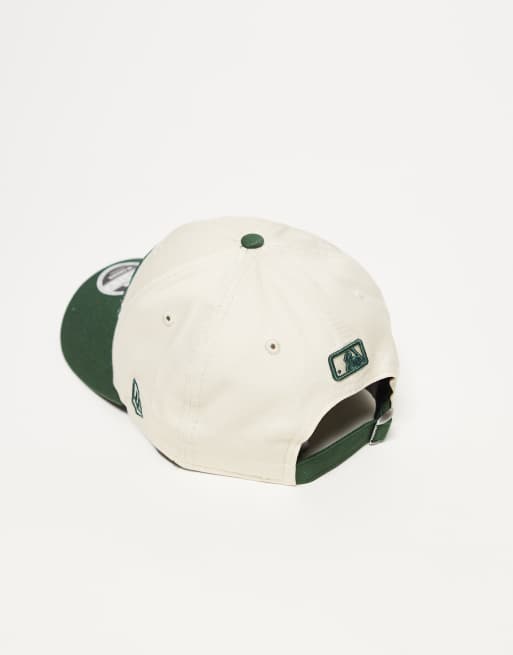 New Era LA Dodgers 9forty wordmark cap with contrast peak in cream/green, 3 of 3