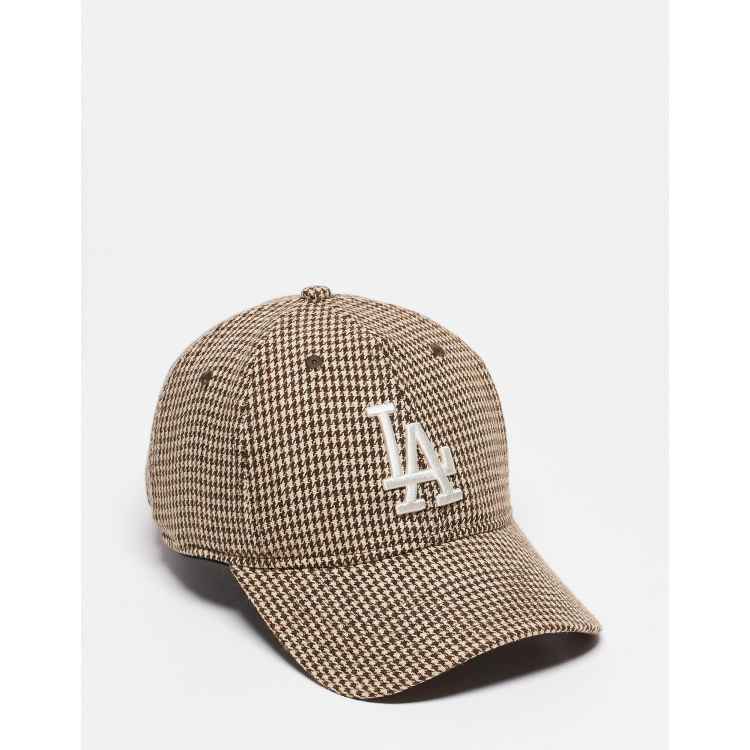 New Era LA Dodgers 9twenty houndstooth cap in brown | ASOS
