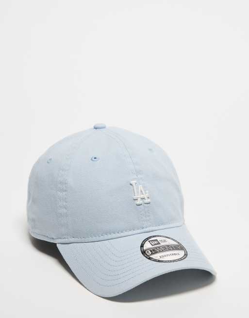 New Era – LA Dodgers 9twenty – Unstrukturierte Kappe in Blassblau mit kleinem Logo und Used-Design