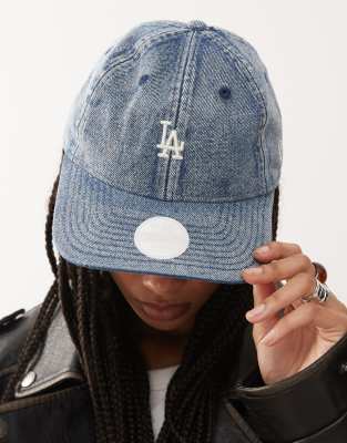 New Era New Era LA Dodgers 9twenty womens unstructured mini logo cap in acid wash blue denim