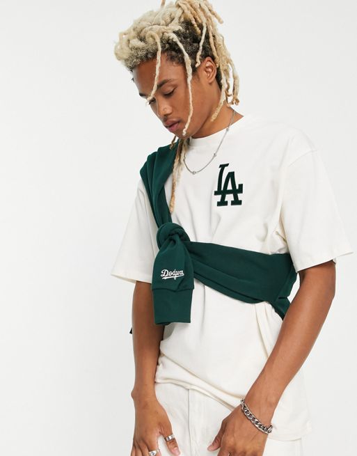 New Era LA Dodgers two tone oversized t-shirt in off white exclusive to ASOS
