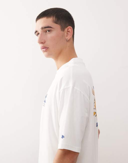 New Era LA Dodgers baseball motif back print t-shirt in white, 5 of 5