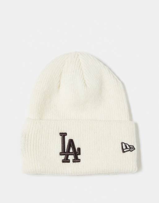 New Era – LA Dodgers – Beżowa czapka beanie z domieszką wełny i podwijanym dołem
