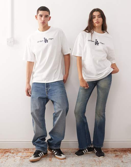 New Era – LA Dodgers – Biały T-shirt oversize z napisem z logo, 2 z 4