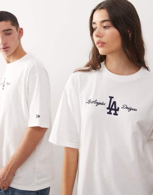 New Era – LA Dodgers – Biały T-shirt oversize z napisem z logo, 4 z 4
