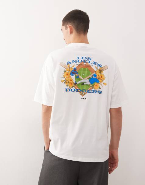 New Era – LA Dodgers – Biały T-shirt z baseballowym nadrukiem na plecach - view 1