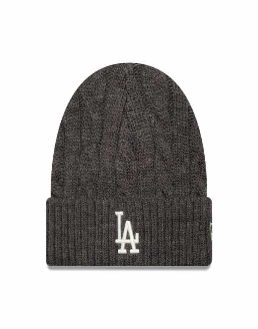 New Era LA Dodgers cable knit cuff beanie in grey | ASOS