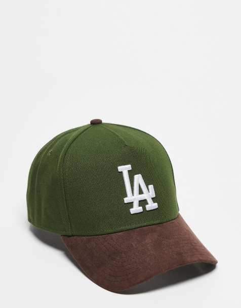 New Era LA Dodgers E-frame cap in green with brown faux suede contast peak - view 1