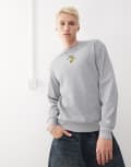 [New Era] New Era LA Dodgers floral embroidered sweatshirt in grey M GREY