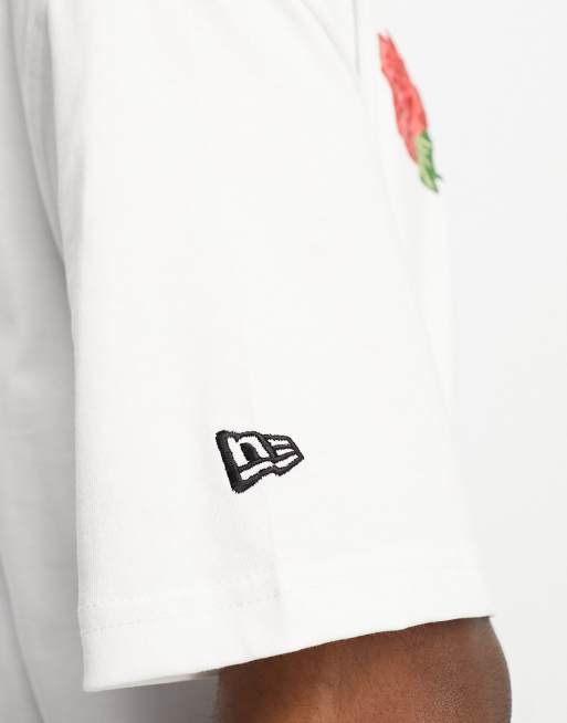 New Era LA Dodgers archive patch t-shirt in off white exclusive to ASOS