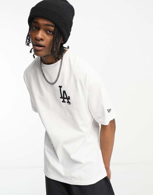 New Era LA Dodgers archive patch t-shirt in off white exclusive to ASOS