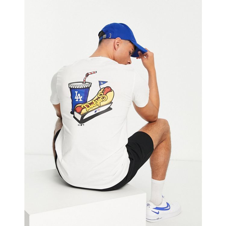 New Era LA Dodgers archive patch t-shirt in off white exclusive to ASOS