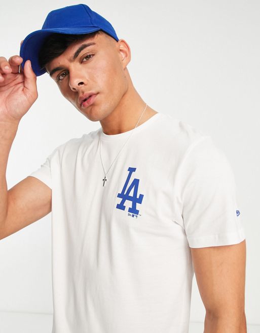 New Era LA Dodgers archive patch t-shirt in off white exclusive to ASOS