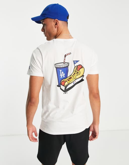 New Era LA Dodgers food backprint t-shirt in white