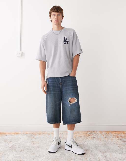 New Era – LA Dodgers – Grå, våfflat t-shirt i oversize, 2 av 5