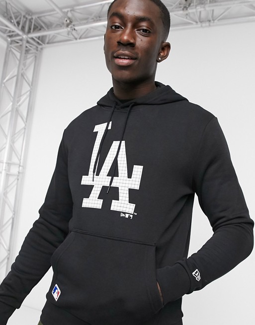 New Era LA Dodgers grid infill logo hoodie in black