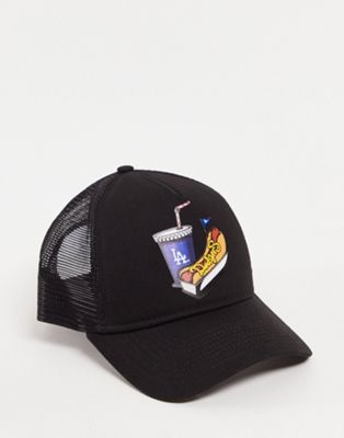 New Era LA Dodgers hotdog trucker cap in black