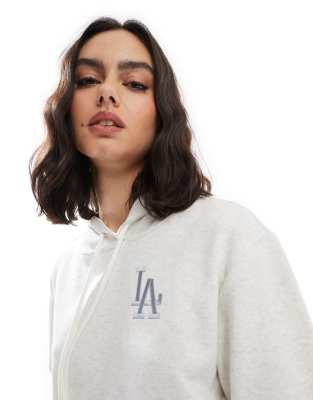 New Era - LA Dodgers - Kapuzenpullover in Creme-Weiß