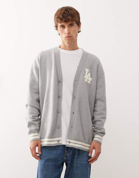 New Era LA Dodgers knitted cardigan in grey - view 1