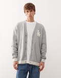 [New Era] New Era LA Dodgers knitted cardigan in grey S GREY