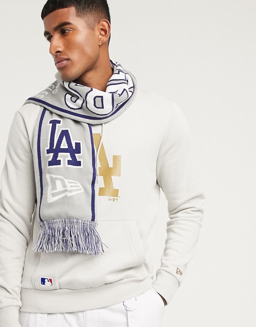 New Era MLB LA Dodgers knitted scarf in grey