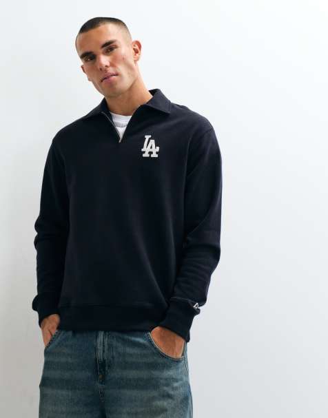 New Era LA Dodgers logo quarter zip jumper in navy - view 1