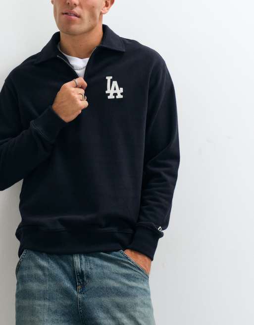 New Era LA Dodgers logo quarter zip jumper in navy, 3 of 5