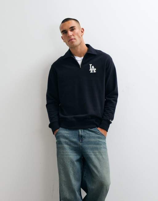 New Era LA Dodgers logo quarter zip jumper in navy, 4 of 5