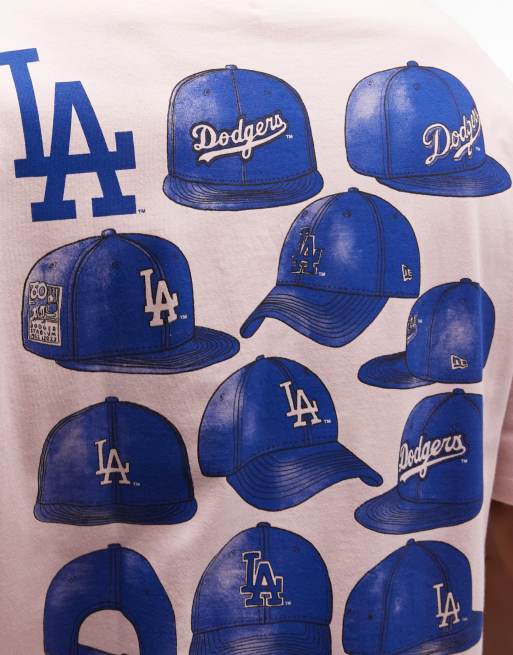 New Era LA Dodgers logo with cap back graphic t-shirt in pink, 5 of 5