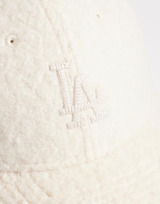 New Era LA Dodgers logo womens 9forty borg cap in neutral, 2 of 3
