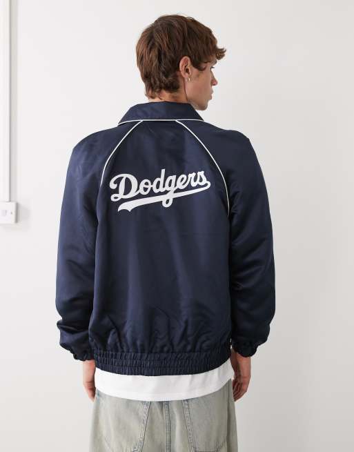 New Era – LA Dodgers – Marinblå bomberjacka i collegestil av satin, 3 av 5