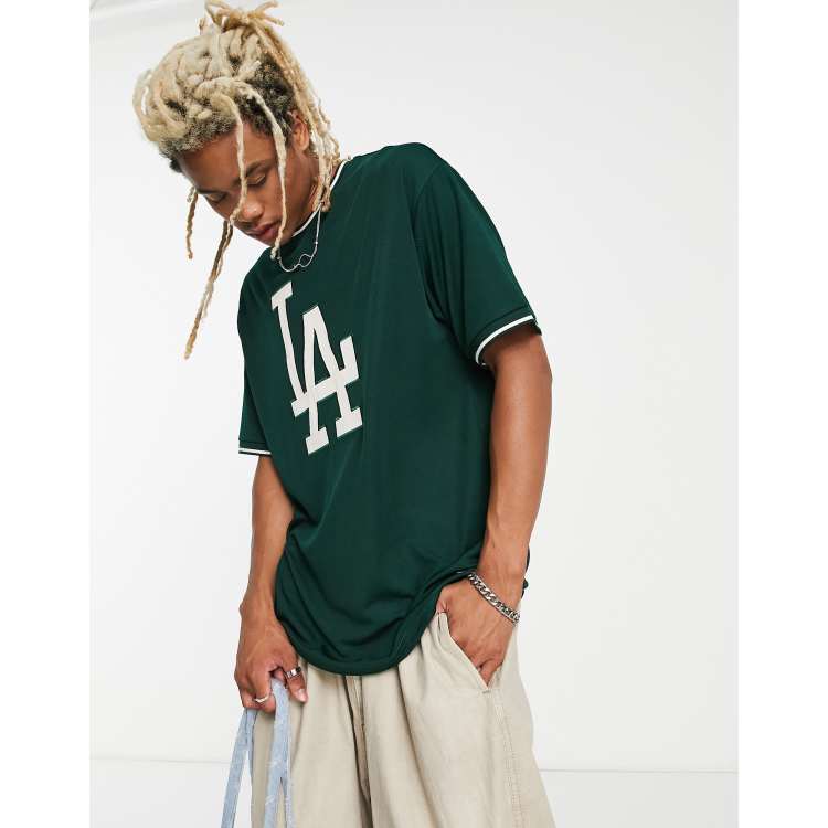 New Era LA Dodgers mesh applique t-shirt in green exclusive to ASOS